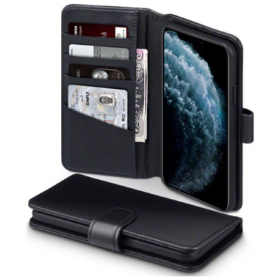 Terrapin | Äkta Läder Plånboksfodral iPhone 12 Pro Max - Svart