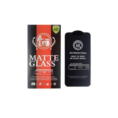 6D Matt Skärmskydd Härdat Glas iPhone 12/12 Pro Svart Ram