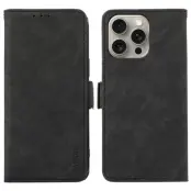 ABEEL iPhone 12 Pro Plånboksfodral Konstläder RFID-Skydd Magnetisk - Svart