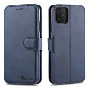 AZNS Leather Stand Konstläder Plånboksfodral för iPhone 12 Pro - Blå