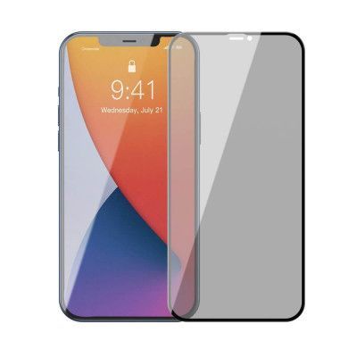 Baseus 2x Anti Spy Härdat glas iPhone 12 & 12 Pro Svart