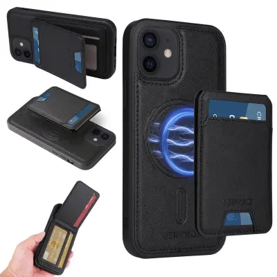 BETOPNICE iPhone 12 Pro 6.1 Fodral KonstLäder - Svart