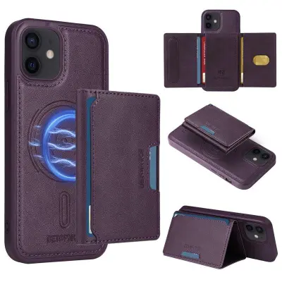 BETOPNICE iPhone 12 Pro 6.1 tum Fodral KonstLäder - Lila