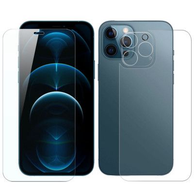 BOOM 3in1 iPhone 12 Pro Fram Härdat glas + Bak Härdat glas + Kameralinsskydd