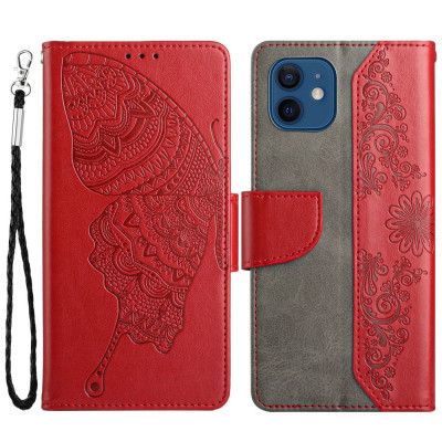Fjärilar iPhone 12/12 Pro Plånboksfodral - Röd