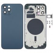 iPhone 12 Pro Komplett Baksida i Glas med Ram - Blå