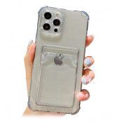 iPhone 12 / 12 Pro Silikonskal med korthållare - Svart/Transparent