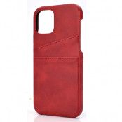 iPhone 12/12 Pro Läderskal PU med Kortfickor - Röd