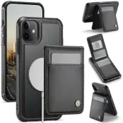 JEEHOOD J06 Läderfodral för iPhone 12 Pro/12 6.1 tum - Svart