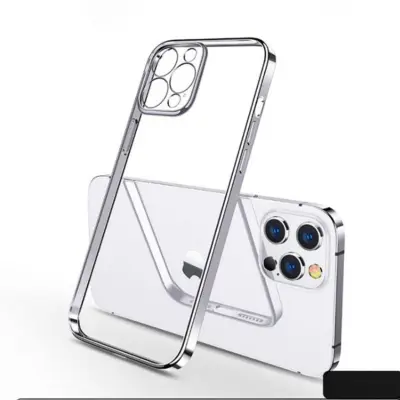 SULADA iPhone 12 Pro Mobilskal i Klar TPU med Silver Electroplating