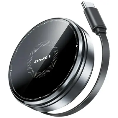 Awei Qi Trådlös Laddare 15W med USB-C Kabel W27 - Svart