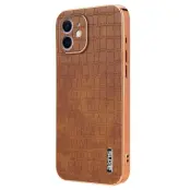 AZNS iPhone 12 Fodral Crocodile Textur PU+TPU - Brun