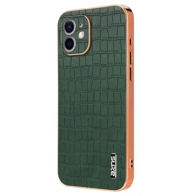 AZNS iPhone 12 Fodral Crocodile Textur PU+TPU - Grön