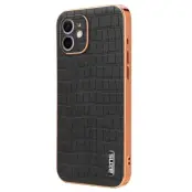 AZNS iPhone 12 Fodral Crocodile Texture PU+TPU - Svart