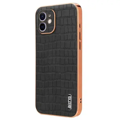 AZNS iPhone 12 Fodral Crocodile Texture PU+TPU - Svart
