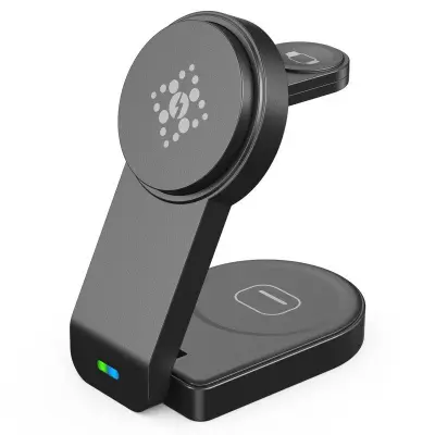 B-23 Trådlös laddare 3-i-1 för iPhone 12-15 - Svart
