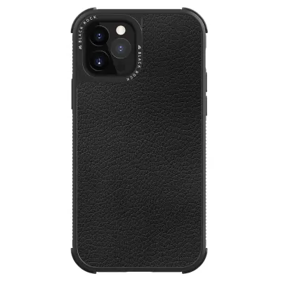 Black Rock Robust Skal Äkta Läder iPhone 12 / 12 Pro - Svart