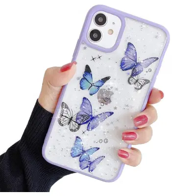 Bling Star Butterfly Skal till iPhone 12 & 12 Pro - Lila