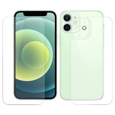 BOOM 3in1 iPhone 12 Fram Härdat glas + Bak Härdat glas + Kameralinsskydd