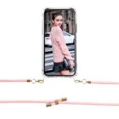 Boom iPhone 12 & 12 Pro skal med mobilhalsband- Rope Pink