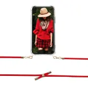 Boom iPhone 12 & 12 Pro skal med mobilhalsband- Rope Red