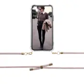 Boom iPhone 12 & 12 Pro skal med mobilhalsband- Rope Rose Gold