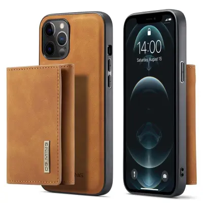 DG.MING M1 Series Plånboksfodral i Konstläder för iPhone 12 - Brun
