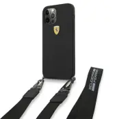 Ferrari Skal iPhone 12 & 12 Pro On Track Silikon med strap - Svart