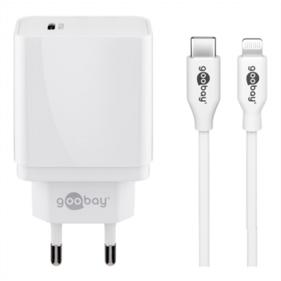 Goobay PD Väggladdare USB-C 20W Lightning Kabel  - Vit