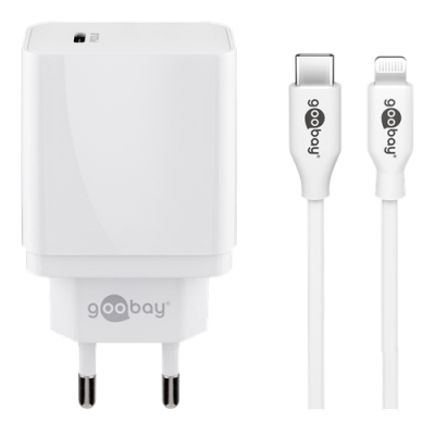 Goobay - Usb-C Väggladdare Till Lightning Kabel, 18w 1m - Vit