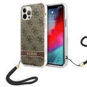 Guess iPhone 12/12 Pro Skal 4G Print Strap - Brun