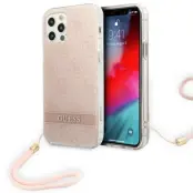 Guess iPhone 12/12 Pro Skal 4G Print Strap - Rosa