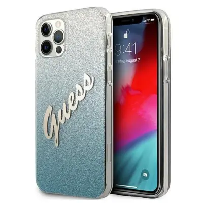 Guess Skal iPhone 12 & 12 Pro Glitter Gradient Script - Blå