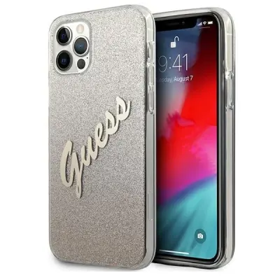 Guess Skal iPhone 12 & 12 Pro Glitter Gradient Script - Guld