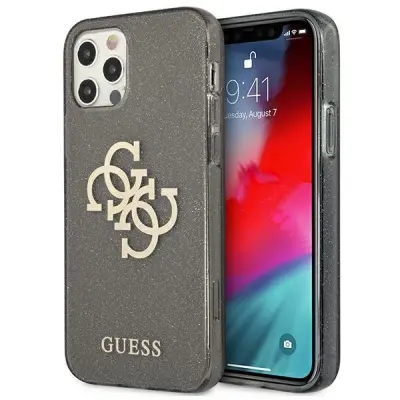 GUESS Skal iPhone 12 & 12 Pro Glitter Logo - Svart