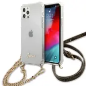 Guess Skal iPhone 12 & 12 Pro Gold Chain - Transparent