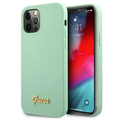 Guess Skal iPhone 12 & 12 Pro Metal Logo Script - Grön