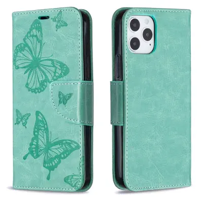 Imprint Butterfly Plånboksfodral iPhone 12/12 Pro - Grön