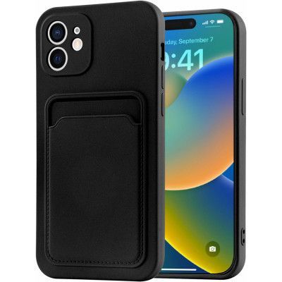 iPhone 12 Mobilskal Korthållare Soft Slim - Svart