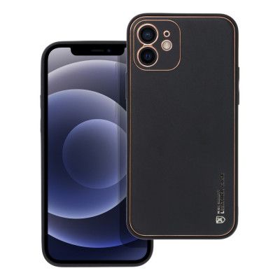 iPhone 12 Skal Forcell Läder Konstläder - Svart