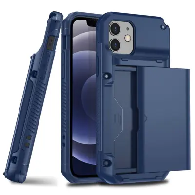 iPhone 12/12 Pro Skal Med Kortfack - Blå