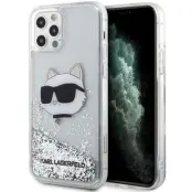 Karl Lagerfeld iPhone 12/12 Pro Skal Liquid Glitter Choupette Head - Silver