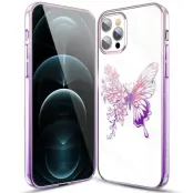 Kingxbar Butterfly Shiny Mobilskal iPhone 12 / 12 Pro - Rosa