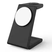 M10 3-i-1 Magnetisk Trådlös Laddare för iPhone 12/13/14/15 - Svart/Vit