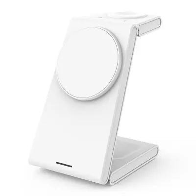 M10 3-i-1 Magnetisk Trådlös Laddare för iPhone 12/13/14/15 - Vit