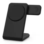 M7 3-i-1 magnetisk trådlös laddare 15W för iPhone 12-15, svart