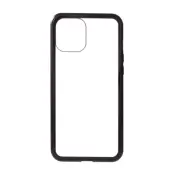 Magnetisk Metal skal med Härdat Glas till iPhone 12 & 12 Pro - Svart