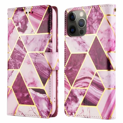Marble Grid Plånboksfodral iPhone 12 & 12 Pro - Magenta