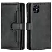Multiple Card Slots Äkta Läder Plånboksfodral iPhone 12 & 12 Pro - Svart