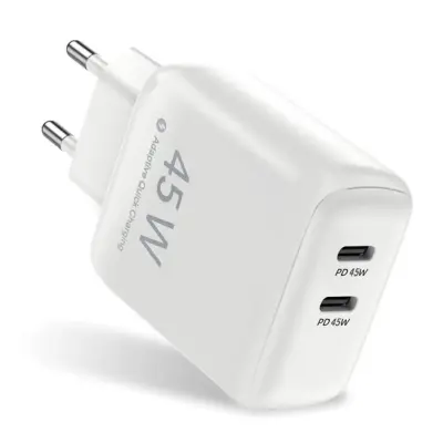 SiGN Dual USB-C PD Laddare 45W - Vit
